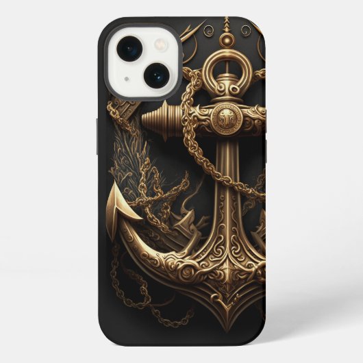 Gouden scheepsanker iPhone hoesje (Achterkant)