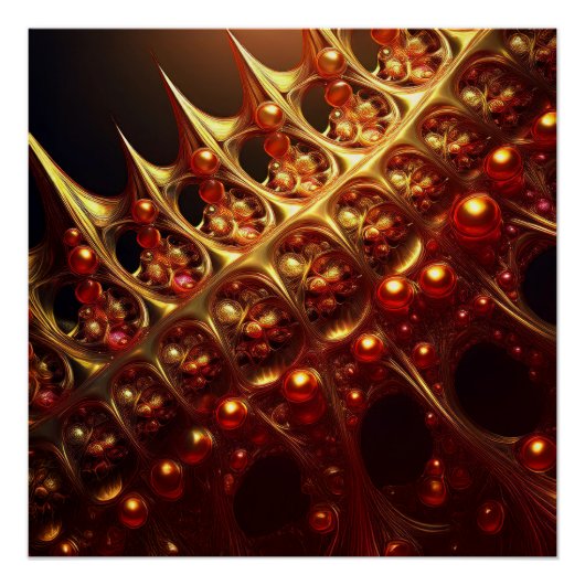 Gouden Scheermesscherpe fractal Perfect Poster (Voorkant)