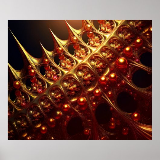 Gouden Scheermesscherpe fractal Poster (Voorkant)