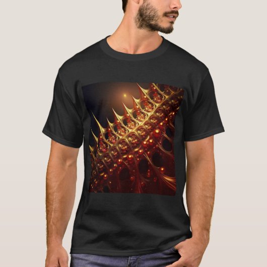 Gouden Scheermesscherpe fractal T-shirt (Voorkant)