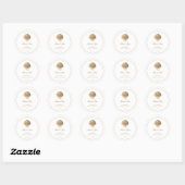 Gouden Schelp Kust Bruiloftsdank Je Ronde Sticker (Vel)