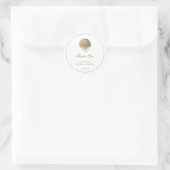 Gouden Schelp Kust Bruiloftsdank Je Ronde Sticker (Tas)