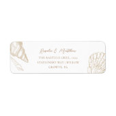 Gouden schelpen & witte kust bruiloft decor etiket (Voorkant)