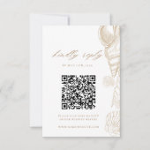 Gouden Schelpen & Witte Kust QR Code Trouwen RSVP Kaartje (Voorkant)
