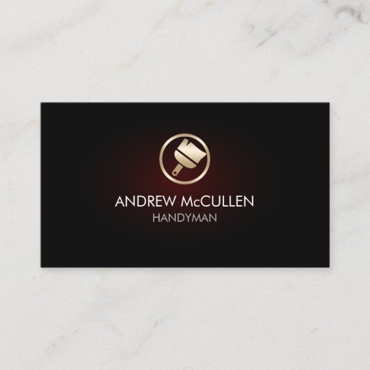 Gouden schilder penseel pictogram rode gloed visitekaartje (Voorkant)