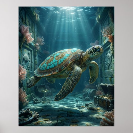 Gouden Schildpad Schatkamer Poster (Voorkant)