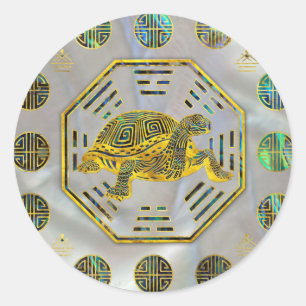 Gouden schildpad / schildpad Feng Shui Abalone She Ronde Sticker
