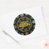 Gouden schildpad / schildpad Feng Shui Abalone She Ronde Sticker (Envelop)