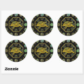 Gouden schildpad / schildpad Feng Shui Abalone She Ronde Sticker (Vel)