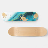 Gouden Schildpad Stam Teal Inkt Agat Monogram. Persoonlijk Skateboard (Horizontaal)