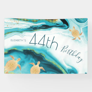 Gouden schildpadden Turquoise inkt Aangepaste ve Spandoek
