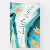 Gouden schildpadden Turquoise inkt | Aangepaste ve Spandoek (Verticaal)