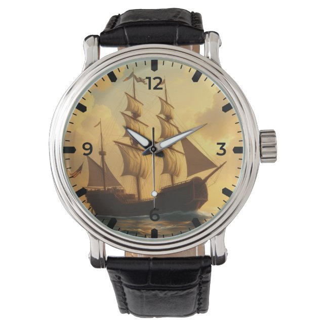 Gouden Schip Horloge (Voorkant)