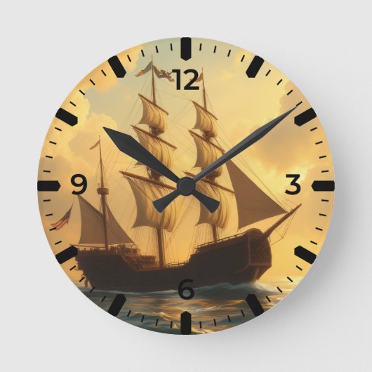 Gouden Schip Ronde Klok (Voorkant)