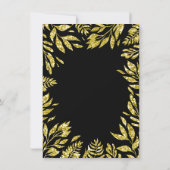 Gouden schitter doorbladert BloemenLijst Zwarte Kaart (Achterkant)