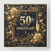 Gouden schittering: 50 jaar liefde vierkante klok (Voorkant)