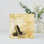 Gouden schoen elk nummer stapt in verjaardagsfeest kaart (Staand voorkant)