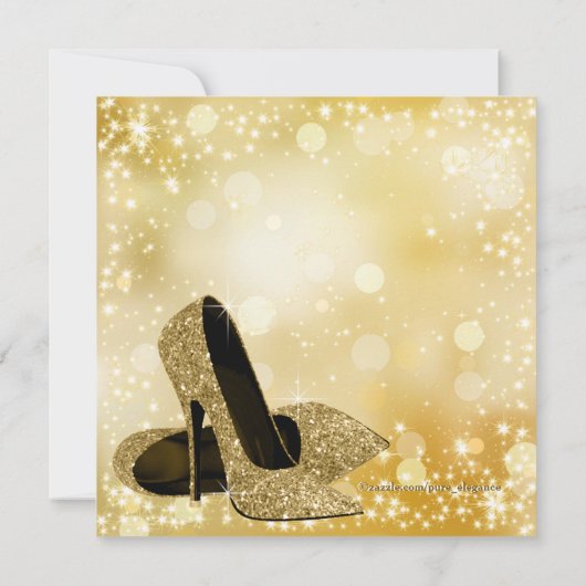 Gouden schoen elk nummer stapt in verjaardagsfeest kaart (Achterkant)