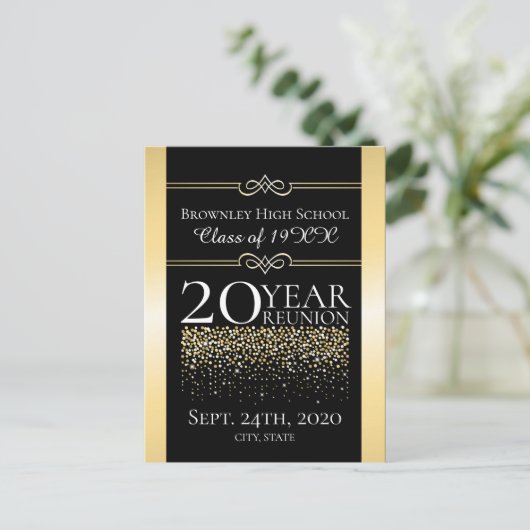 Gouden school reünie ontwerp briefkaart (Staand voorkant)