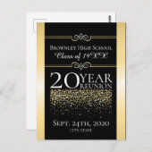 Gouden school reünie ontwerp briefkaart (Voorkant / Achterkant)