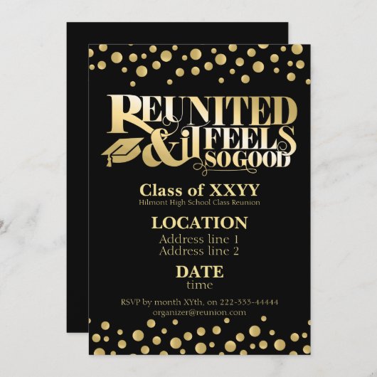 Gouden school reünie uitnodiging (Voorkant / Achterkant)