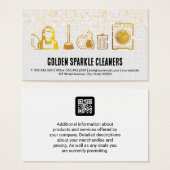 Gouden schoonmaak pictogrammen | TEGELS | Bubbles  Visitekaartje (Voorkant /achterkant)