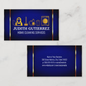 Gouden schoonmaakster pictogrammen | Blauw goud me Visitekaartje (Voorkant / Achterkant)