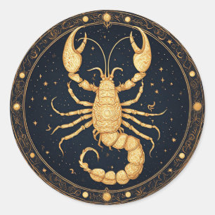 🦂 Gouden Schorpioen Astrologische Symbolen Mystie Ronde Sticker