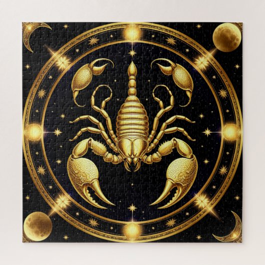 Gouden Schorpioen Zodiac Dierriem Ontwerp Legpuzzel (Verticaal)