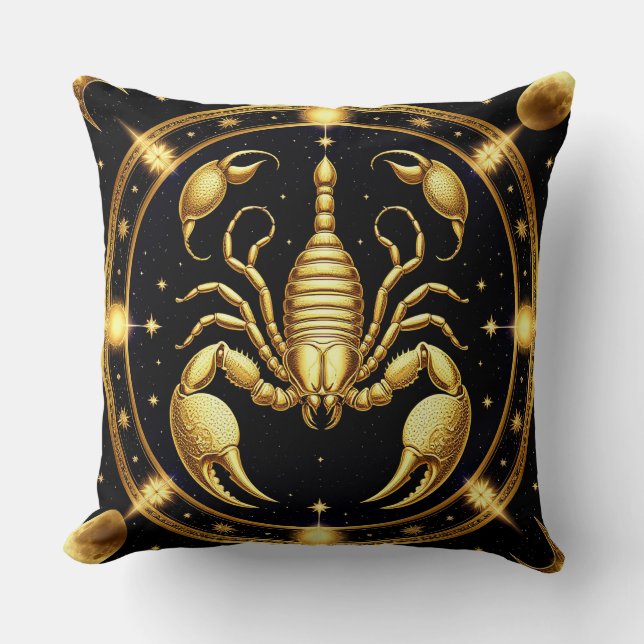 Gouden Schorpioen Zodiacontwerp Kussen (Voorkant)