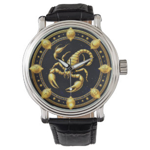 Gouden Schorpioen Zodiacontwerp met Ornamenten Horloge