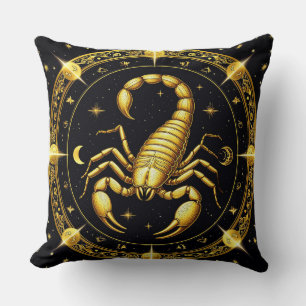 Gouden Schorpioen Zodiacontwerp met Ornamenten Kussen