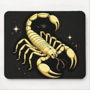 Gouden Schorpioen Zodiacontwerp met Ornamenten Muismat