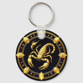 Gouden Schorpioen Zodiacontwerp met Ornamenten Sleutelhanger