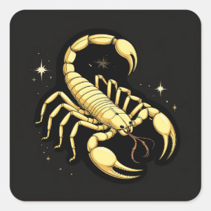 Gouden Schorpioen Zodiacontwerp met Ornamenten Vierkante Sticker