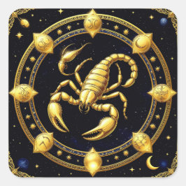 Gouden Schorpioen Zodiacontwerp met Ornamenten Vierkante Sticker