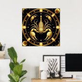 Gouden Schorpioen Zodiacontwerp Poster (Thuiskantoor)