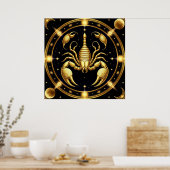 Gouden Schorpioen Zodiacontwerp Poster (Keuken)