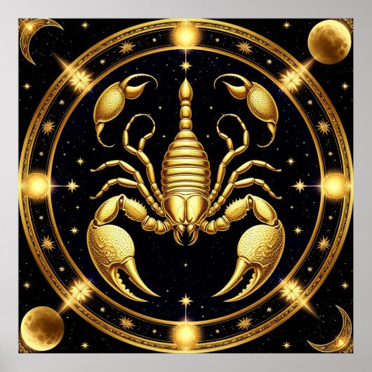 Gouden Schorpioen Zodiacontwerp Poster (Voorkant)