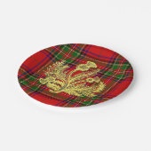 Gouden Schotse Distel op Plaid Papieren Bordje (Gekanteld)