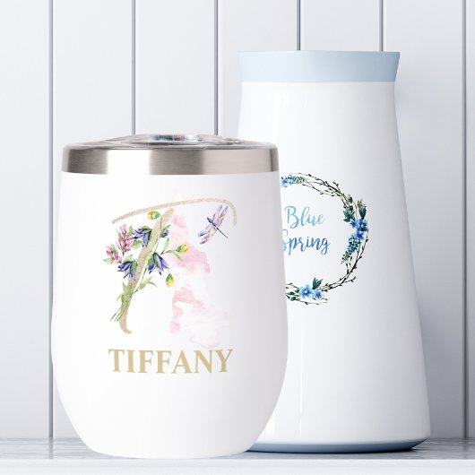 Gouden schreefletter T monogram persoonlijke naam