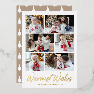 Gouden Schrift 6 Foto Collage met Hartelijke Wense Folie Feestdagenkaart