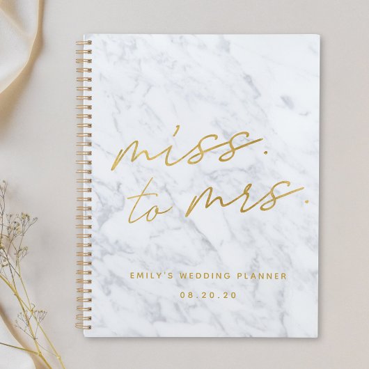 Gouden Schrift Marmer Van Mejuffrouw naar Mevrouw  Planner