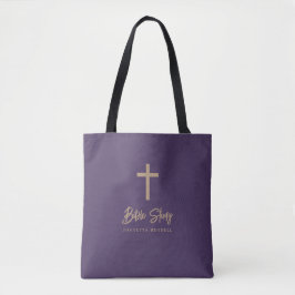Gouden Schrift Paarse Persoonlijke Bijbelstudie Tote Bag