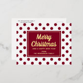 Gouden Schrift Rode Stippen Prettig Kerstfeest Folie Feestdagen Briefkaart (Voorkant / Achterkant)