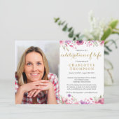 Gouden schrift rouwfeest met bloemmotief kaart (Staand voorkant)