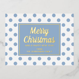 Gouden Schrift Stof Blauw Stippen Prettig Kerstfee Folie Feestdagen Briefkaart