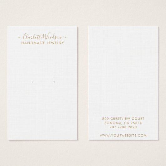 Gouden Schrift Type Sieraden Oorbellen Displaykaar Visitekaartje (Voorkant /achterkant)