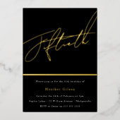 Gouden Schrift Vijftigste 50e Verjaardagsfeest Gou Folie Uitnodiging (Voorkant)