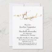 Gouden Schrift We Zijn Getrouwd Confetti Terug Kaart (Voorkant)